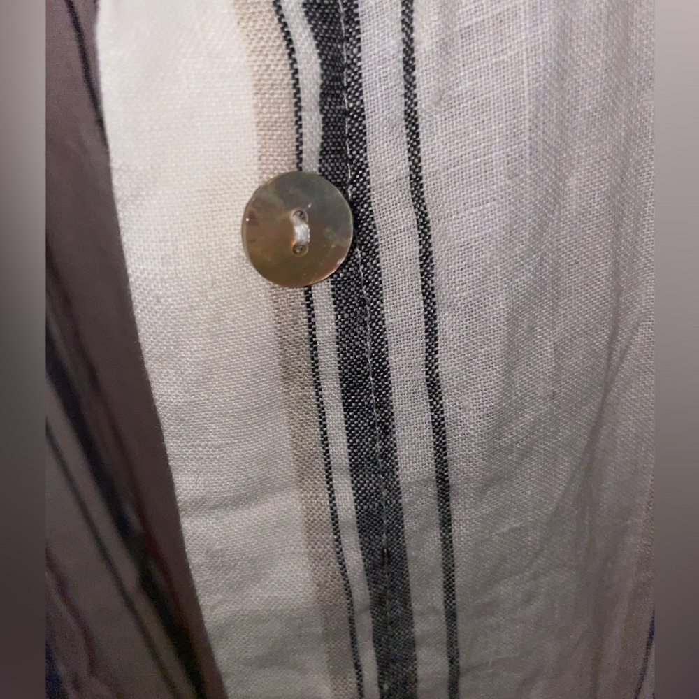 Luukaa White Button-Down Striped Linen Shirt - Picture 10 of 11